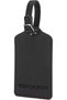 PU Luggage Tag, Travel ID Tag with Privacy Flap, Card, Reinforced Stitching & Secure Buckle Attachment Strap, Black