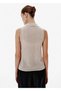 Draped Collar Beige Knitwear Top - 5