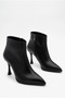 Women's Pointed Toe Zippered Thin High Heeled Black Dömi Boots (10 cm Heel) - 5
