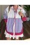 Women's Colorful Floral Patterned Block Detailed Zippered Raincoat Jacket