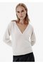 Rip Detail Deep V-Neck Ecru Knitwear