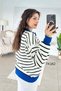 Polo Collar Striped Knitwear Blouse 7K162 - 4