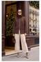 Pearl Detailed Long Knitwear Cardigan Brown - 5