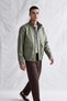 Men's Mati Hakim Collar Leather Coat with Large Pockets Mint Green - 2