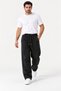 Men's Regenerated Fabric Black Sweatpants with Side Piping and Raised Pockets - 7
