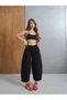 Women's Bersh Barrel Model Foldable Belted Sweatpants with Leg Stoppers - Three-Thread Ribbed Cotton Fabric - 3