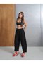 Women's Bersh Barrel Model Foldable Belted Sweatpants with Leg Stoppers - Three-Thread Ribbed Cotton Fabric - 6
