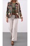 Women's Velvet Collar Detailed Floral Patterned Premium Jacket