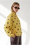 Women's Polka Dot Yellow Buttoned Pocketed Lined Bomber Jacket Ckt-19000544 - 4