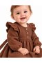 6-24 Months Baby Girl Textured Long Sleeve Belted Winter Dress - 3