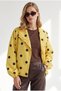 Women's Polka Dot Yellow Buttoned Pocketed Lined Bomber Jacket Ckt-19000544 - 6