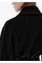 Regular Fit Belt Detail Double Breasted Black Coat - 3