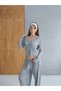 Women's Zyra Model Cardigan Top and Bottom Set - Imported Buzzy Ribana Fabric - 3