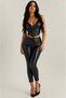 Eyelet Tied Faux Leather Bustier Trouser Set - 3