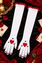 Long Party Gloves White Red Heart Pattern Costume Christmas Halloween Halloween Bride - 4
