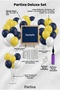 Yellow Navy Blue Fan Decoration Deluxe Set Black Felt Letter Board Stand Balloon Chain Set of 7 Transparent Balloons with Stands - 2