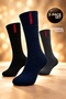 Women's and Men's Winter Thermal Towel Socks Set of 3 (Black)
