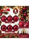 Set of 6 Khaki, Purple, Gold, Navy Blue, Blue, Fuchsia, Burgundy and Red Christmas Tree Ornaments 6 cm – Set of 3 Matte and 3 Shiny Pine Tree Ornament Balls Christmas Tree Ornament Ball Set