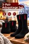 Women's and Men's Winter Thermal Towel Socks Set of 3 (Black) - 6