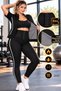Toparlayici Sauna Agrafli High Waist Tights & White Striped Thermal Short Sleeve Set