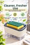 White Sponge Holder with Dish Soap Detergent Container, Push Button, Perforated Dryer Stand, Kitchen Sink Organizer - 4