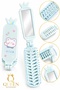 Folding Compact Princess Mirrored Foldable Hair Brush with Cute Figures Portable Purse Size Comb Ice Blue - 3