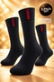 Women's and Men's Winter Thermal Towel Socks Set of 3 (Black)