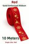 New Year's Gold Printed Red Ribbon 2.5 cm 10 Meters Gift Packaging and Decoration - 3