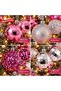 Set of 12 Pink Silver Christmas Tree Ornaments – Shiny, Glittery, Tasseled, and Mirrored Christmas Tree Balls Christmas Tree Decoration - 4