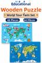 2-Piece 48+64 Piece World Tour Different Themed Puzzle Set 27.5X19.5 cm Children's Educational Puzzle Game