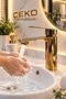 Gold Fixed Sink Faucet – Shiny Gold Finish, Modern Design - 4