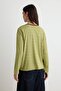 Yeşil Düğme Detaylı Çizgili Oversize Geniş Kalıp Uzun Kollu Örme T-Shirt TWOAW27TS00099 - 4