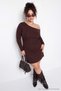 Brown Troc Detailed Asymmetrical Collar Mini/Short Knitted Plus Size Dress Tbbaw27Ah00110 - 2