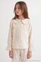 Ecru Girls' Floral Lace Detailed Baby Collar Muslin Woven Mother-Daughter Pajama Set Tkdaw27Pt00050 - 5