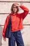 Wardrobe Essentials Kırmızı Kalın İçi Polarlı Kapüşonlu Oversize Crop Örme Sweatshirt TWOAW27SW00141 - 2