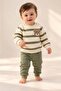 Baby boy bear applique striped top and bottom 2-piece set, 2-ply, seasonal, 3-12 months - 3