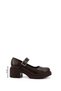 Women's Brown Thick Heeled Mary Jane Shoes - 3