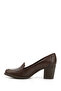 Women's Brown Antique Medium Thick Heeled Genuine Leather Shoes - 5