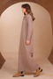 Women's Polo Collar Button Detailed Ribbed Long Knitwear Dress 8515 - 6