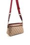 Dark Beige - Claret Red Monogram Women's Crossbody Bag Sp1184 - 4