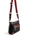 Siyah - Bordo Monogram Kadın Çapraz Çanta SP1110 - 2