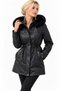 Black Women's Faux Leather Jacket with Hood and Fleece Inside - Coat - 7