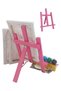 Girl Painter Set - Set of 3 20x30 cm Canvas, 2 pcs.Brush, Palette, Paint and Easel - 3
