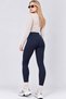 Women's High Waist Fleece Lined Winter Tights Navy Blue Diving Scuba Fabric - 5