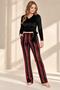 89-519 Women's Velvet Side Tie Striped Long Sleeve Pajama Set