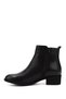 Women's Black Zippered Thick Heeled Genuine Leather Boots - 6