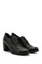 Women's Black Lace-Up Medium Thick Heeled Genuine Leather Oxford Shoes - 4
