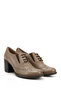 Women's Mink Antique Laced Medium Thick Heeled Genuine Leather Oxford Shoes - 4