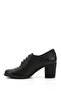 Women's Black Lace-Up Medium Thick Heeled Genuine Leather Oxford Shoes - 5