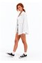 White Women's Oversize Shirt Long Sleeve Cotton Comfortable Fit Daily Basic Shirt - 3